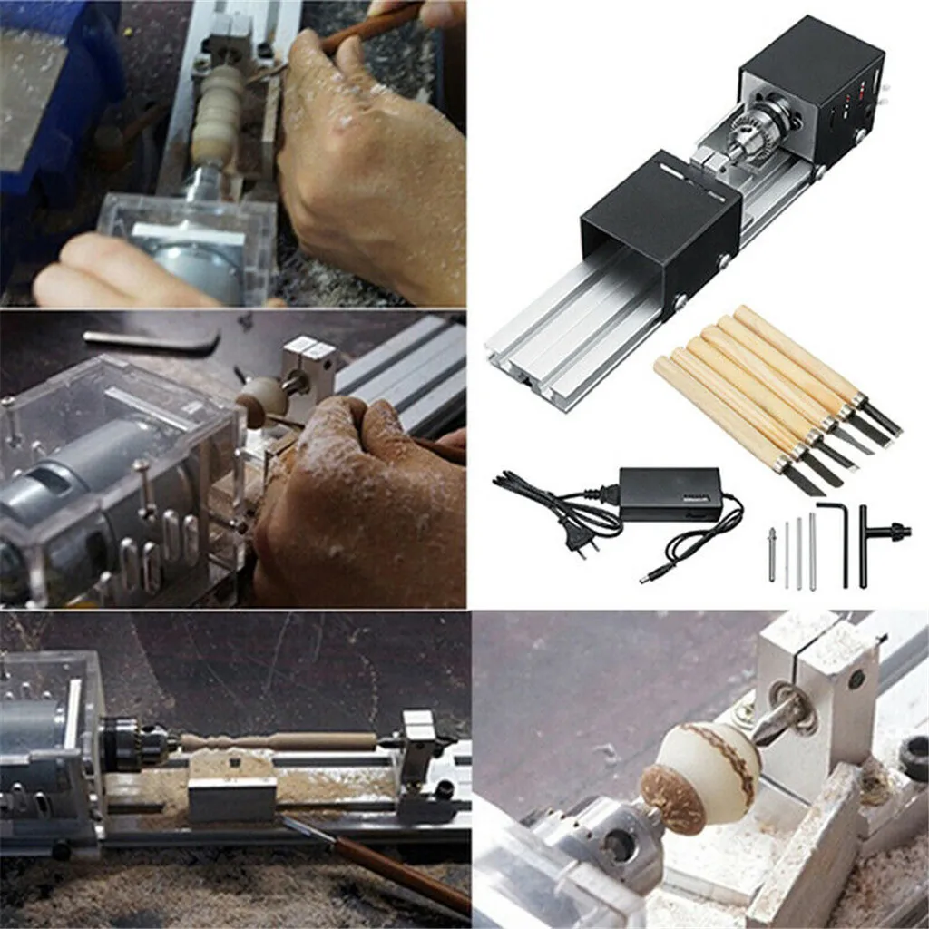 Мини-токарный станок с бусинами, деревообрабатывающий DIY токарный станок, стандартный набор с мощностью 12-24 В, деревообрабатывающий мини-токарный станок# SS