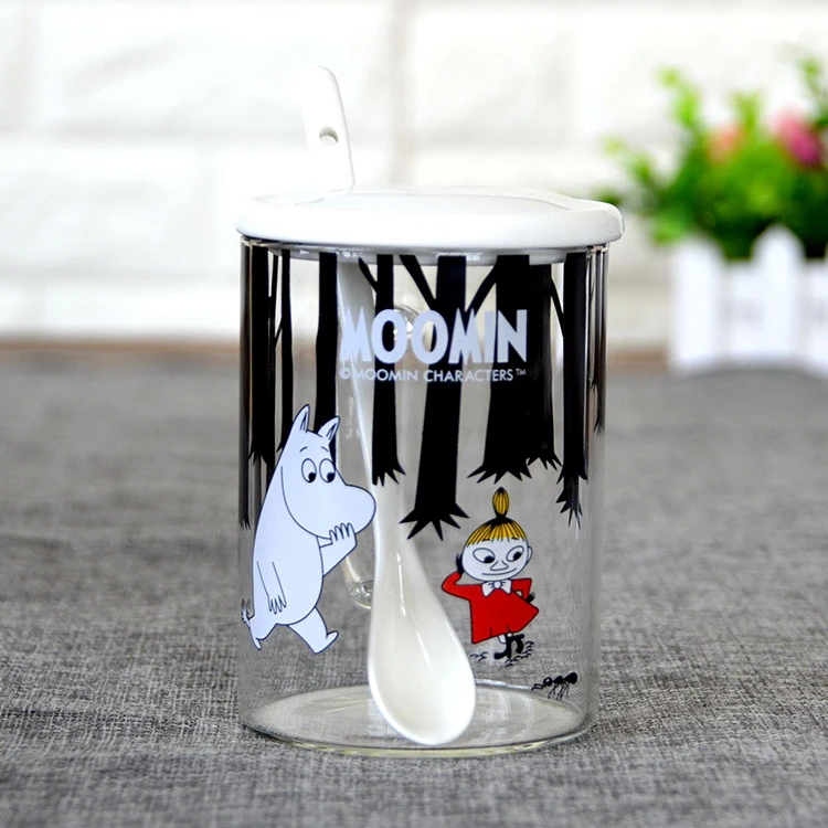 Творческий мультфильм прекрасный муминг Moomin стекло высокой емкости с крышкой Ложка для молока кофе чашка для завтрака самый красивый подарок Vaso