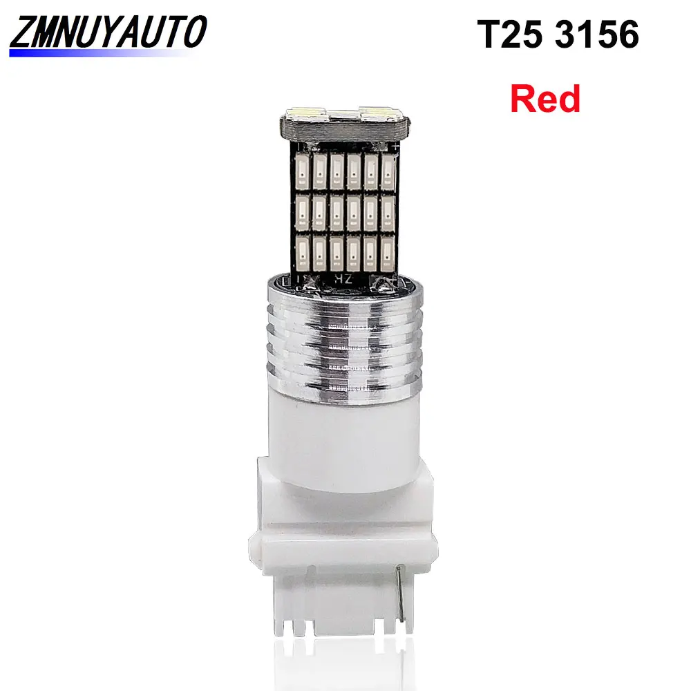 T20 лампа 7440 7443 Led W21W W21/5 W светодиодные лампы 45SMD 4014 авто DRL поворотник светильник T25 3156 3157 P27/7 W лампы Белый Красный янтарь - Испускаемый цвет: T25 3156 Red