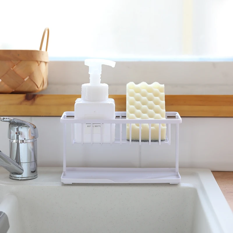 Kitchen supplies double sponge storage cloth kitchen rack cleaning plastic countertop drain sink rack