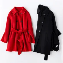 Двухстороннее кашемировое пальто женская осенняя и зимняя модная верхняя одежда шерстяное пальто женская одежда свободная шерстяная куртка NS1743