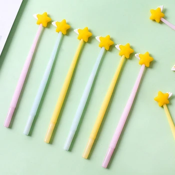 

1pcs Mini Yellow Star Gel Pen 0.5mm Ballpoint Black Color Ink Pens Writing Gift Stationery School Office Supplies