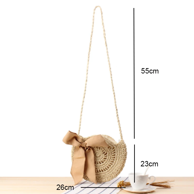 BT714Beige Соломенные сумки для женщин Летняя Повседневная тканая пляжная сумка через плечо для путешествий ручная работа женские Ротанговые сумочки - Цвет: BT714Beige