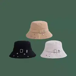 New Cap Female Button Versatile Basin Hat Fashion Star Fashion Fisherman Hat Hats for Women Women's Bucket Fisherman's Beach