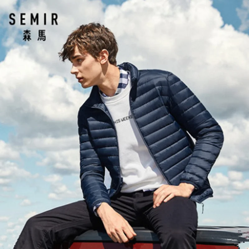 SEMIR пуховик мужской зимний Портативный Теплый 90% белый утиный пух с капюшоном Мужское пальто Jaqueta Masculino Chaqueta Hombre