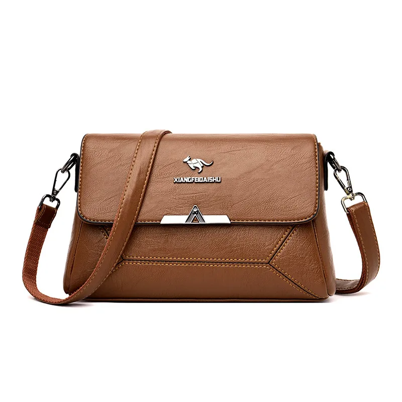 Женская сумка-мессенджер, женская кожаная сумка через плечо, роскошные сумки для женщин, дизайнерские сумки высокого качества - Цвет: Brown