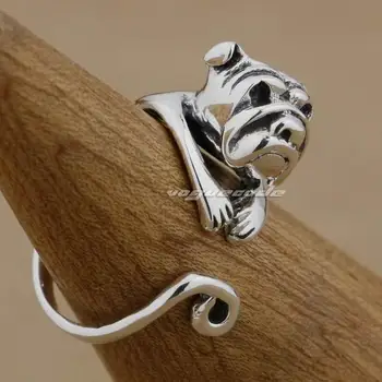 

925 Sterling Silver Rings for women Cute Bulldog Ring Fashion Charms Ring 9K006 Free US Size 4~6.5