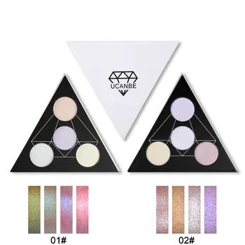 

UCANBE Brand 4 Color Triangle Glitter Eyeshadow Palette Holographic Shade Eye Lip Face Makeup Shimmer Shine Powder Eye Shadow