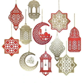 

Mubarak Gift Box Muslim Holiday Decoration Banner Light Wooden Pendant Islamic Muslim Prayer Mats Ramadan Kareem Party
