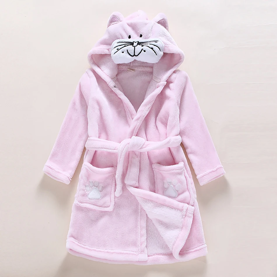 Boys Girls Nightgown Clothing Winter Warm Costume Pajamas Cosplay Cute Cartoon Casual Home Wear Robes Hooded Sleepwear Clothes