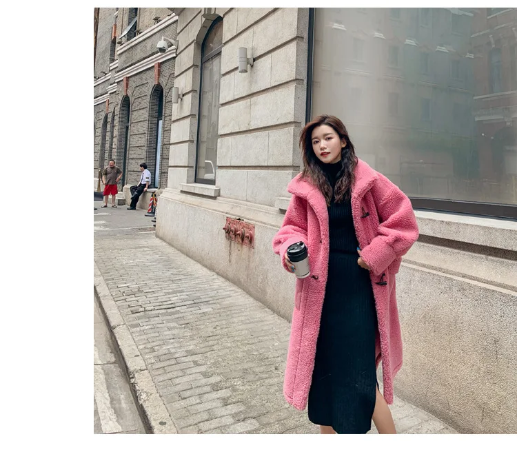 Photo Shoot Lambs Wool Coat Women's Mid-length Toggle Loose-Fit Korean-style Western Style New Style Autumn And Winter Retro Hon