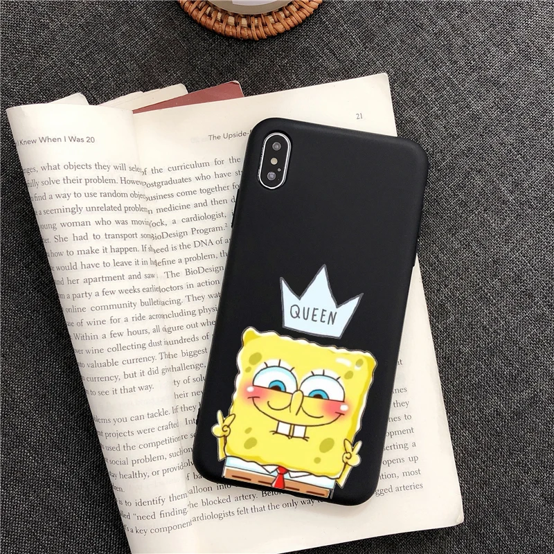 TPU Черный ТПУ чехол для телефона с милыми мультяшными губками Квадратные Штаны для iPhone 6S 7 8 Plus X XR XS Max 11 Pro Max Мягкий силиконовый чехол - Цвет: TPU