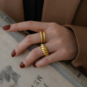 

Timeless Wonder Titanium Geo Stackable Statement Rings Women Stainless Steel Jewelry Punk Runway Gothic Boho Ins Top Fine 6342