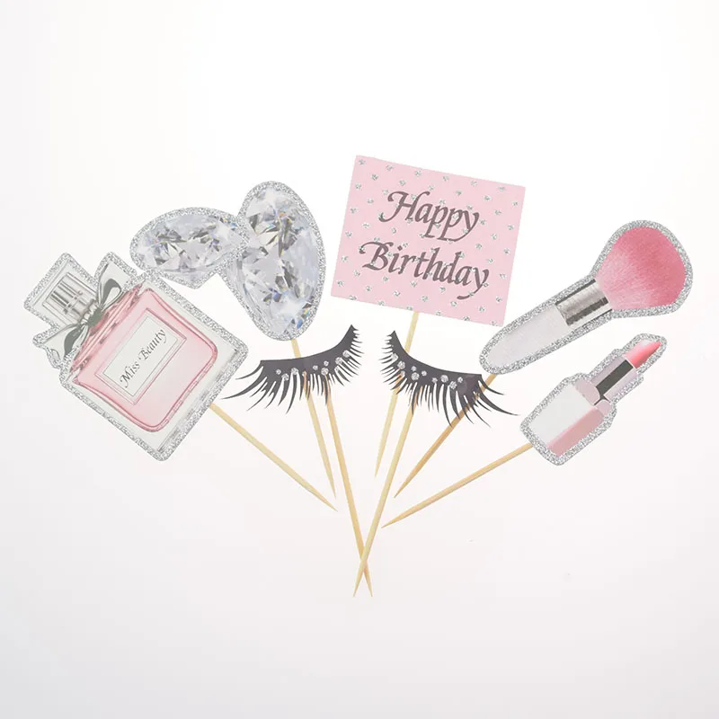 Perfume Lipstick Makeup brush Cake Toppers DIY Cupcake Topper for Women Kids Girl Birthday Bride Party Baking Decor cake topper cake toppers cake decorations party decorations cupcake supplies birthday party supplies