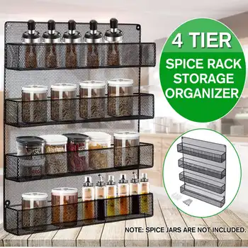 

NEW 4 Layers Kitchen Spice Rack Cabinet Organizer Wall Door Storage Shelf Holder Save Space Shelves Kitchen Goods
