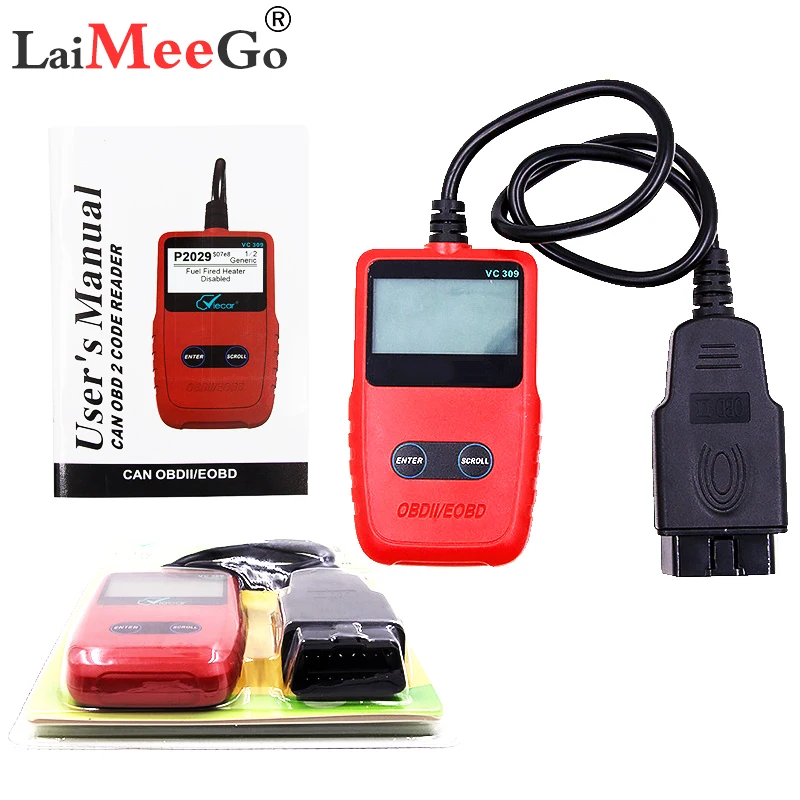 OBD2 сканирующий инструмент Viecar VC309 OBDII/EOBD считыватель кодов работает со всеми