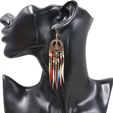 

Fashion Bohemian Dreamcatcher Earring Jewelry Dream Catcher Tribal Hip-hop Earrings for Women Imitation Feather Tassel Earrings