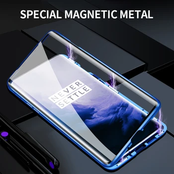 

Oneplus 8 8 Pro Case Magnetic Adsorption Metal Cover For Oneplus 7 7 Pro Double-Side Tempered Glass Protection Phone Case Conque
