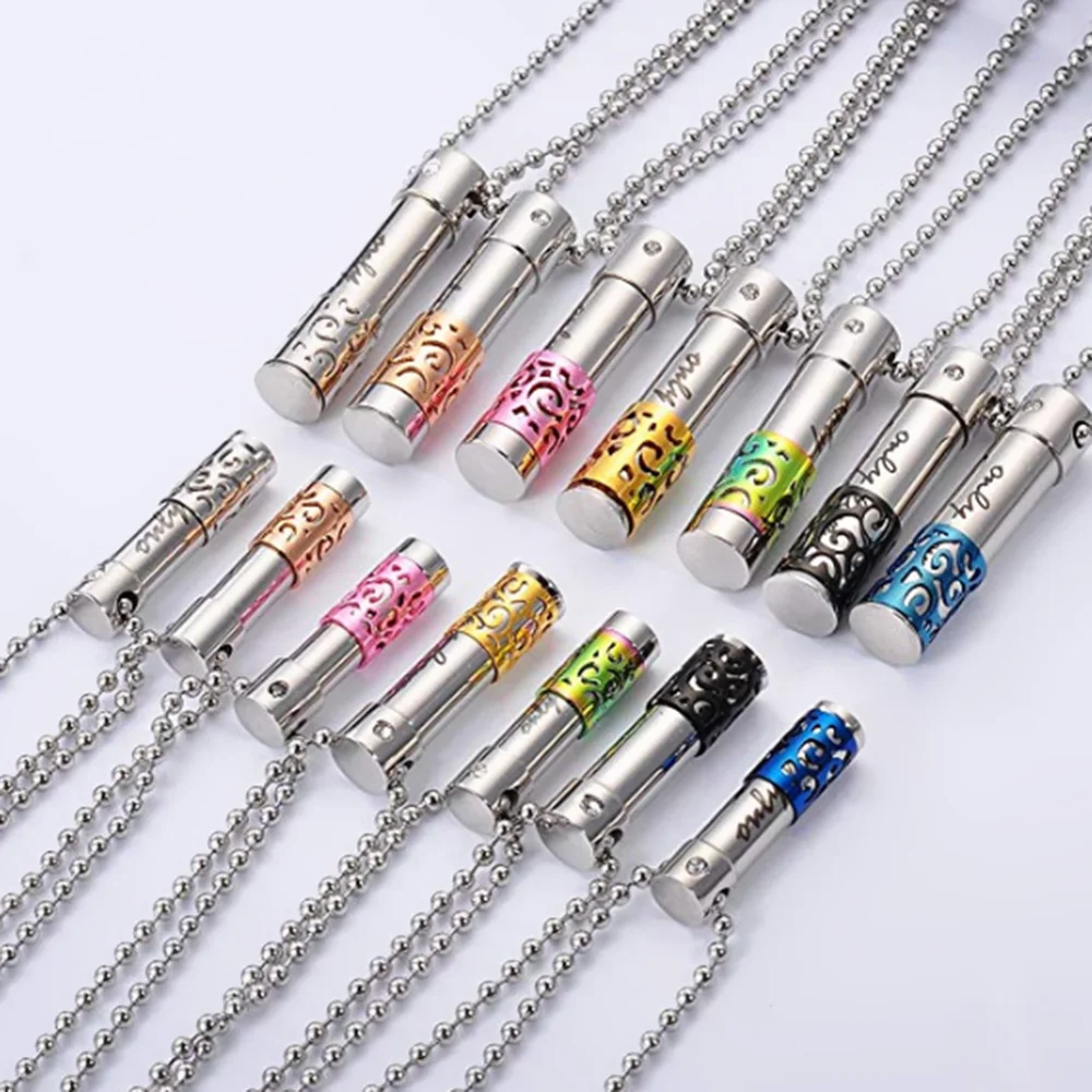 Fashion Stainless Steel Cylinder Memorial Screw Opens Urn Pendant Necklace Cremation Jewelry for Ashes (Only Love) cremation urn