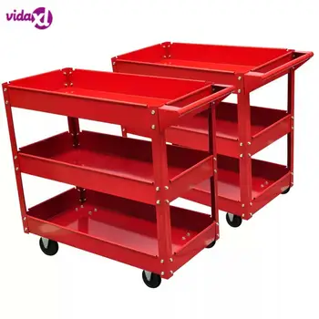 

2 X Workshop Tool Trolley 100 Kg Maximum Load Capacity 3 Shelves Trolley Convenient Handle For Pushing 840 X 410 X 780 Mm V3