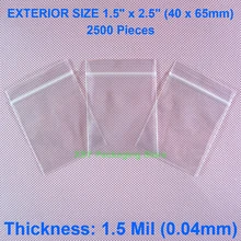 2500 штук 1,5 мил Ziplock Сумки внешний Размер 1," x 2,5"(40x65 мм) пластик на молнии с возможностью повторного закрывания поли сцепление герметичная упаковка мешок