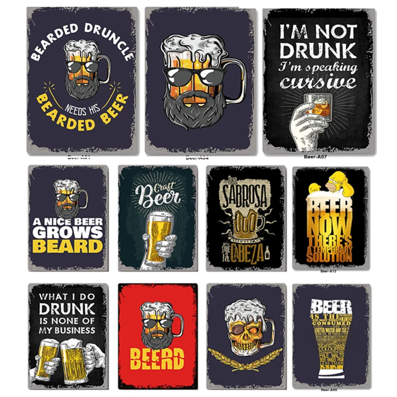 

Funny Word A Nice Beer Grows Beard Metal Tin Sign Beer Signs Vintage Tinplate Plaque Pin Up Wall Decor For Bar Pub Plate Poster