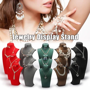 

1PC PU Leathe Velvet Acrylic Mannequin Necklace Jewelry Display Holder Pendant Earrings Decorate Exhibition Display Stand Shelf