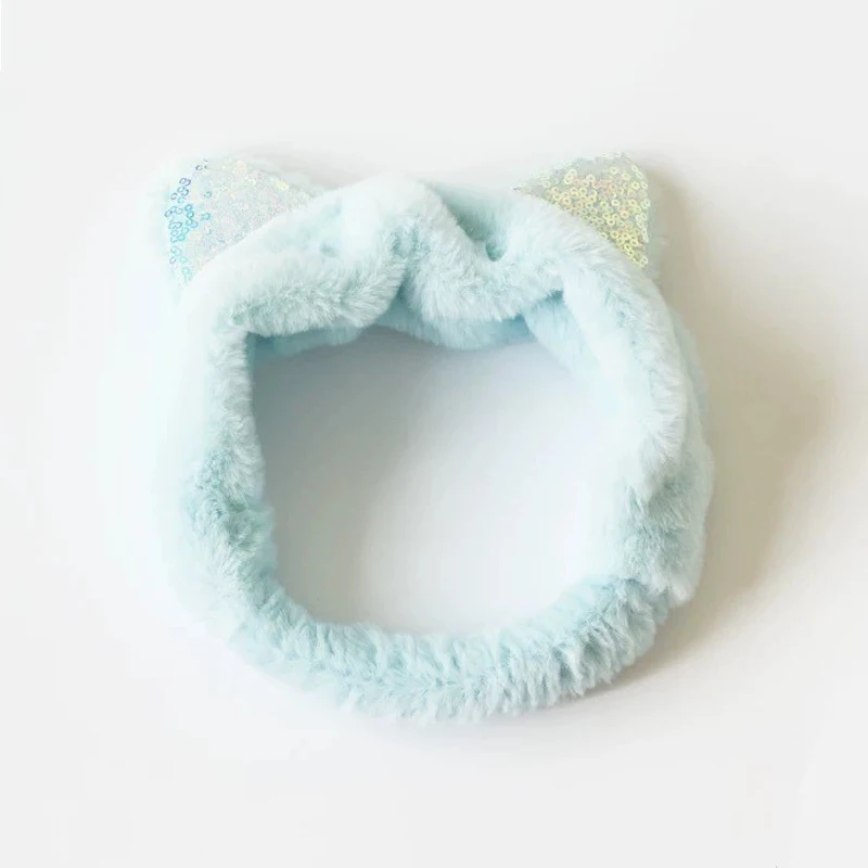 Милые кошачьи ушки, повязки на голову для женщин, повязка на голову для мытья лица, головные уборы для девочек, милый орнамент, безделушка, аксессуары для волос, инструмент для макияжа - Цвет: Зеленый