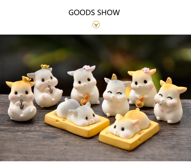 Description Picture 5 of itemBAIUFOR Lovely Doll Ornaments Cute Cartoon Cheese Hamster Figurines & Miniatures Fairy Garden Figures DIY Bottle Landscape Decor