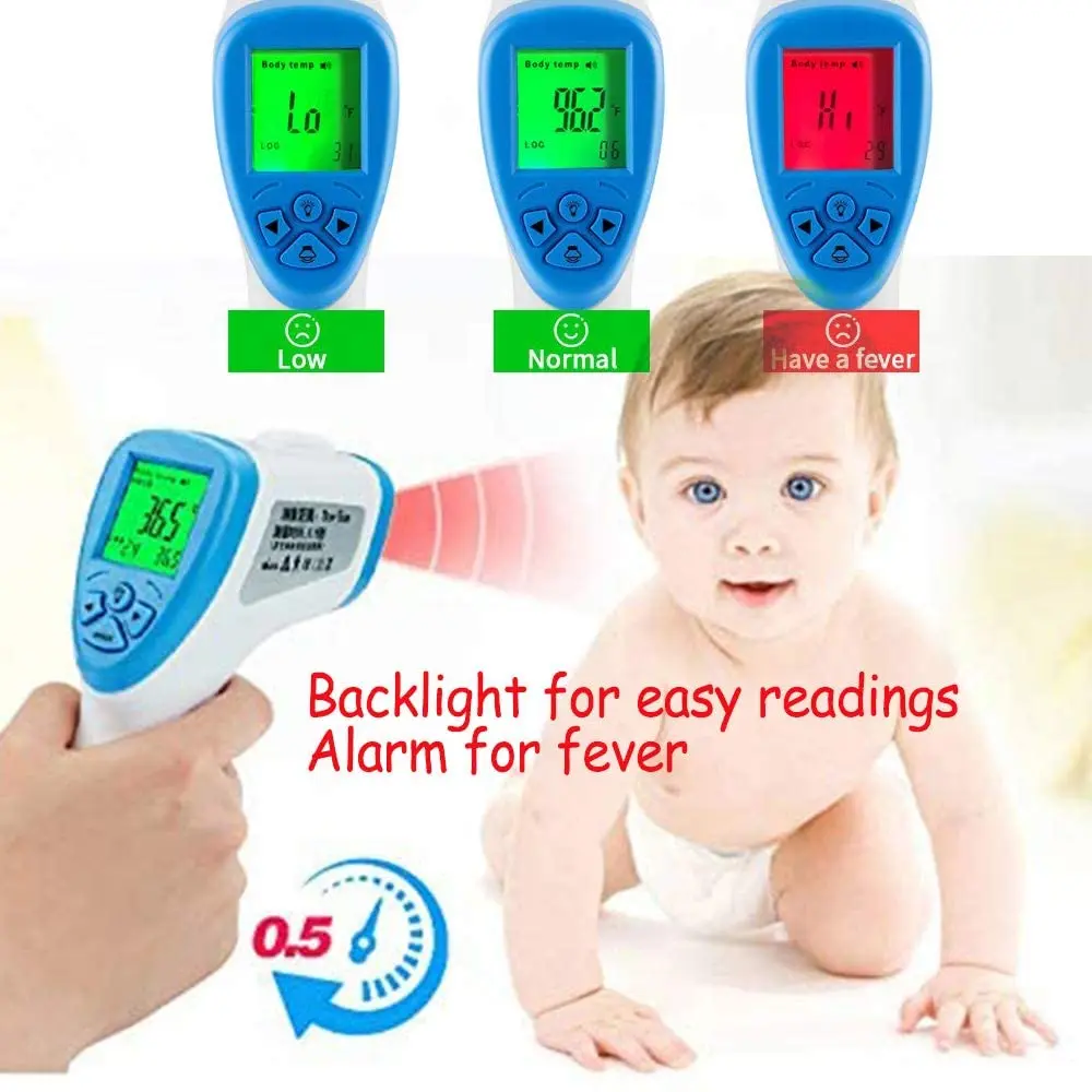 

T168 Non-Contact Infrared Thermometer Digital Forehead Ear Thermometer Body and Object Temperature Meter with Fever Alarm