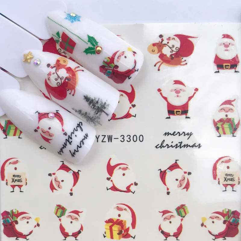 1 лист переводные наклейки на воздушные шары для ногтей милые Мультяшные животные Ползунки для ногтей DIY клей для ногтей кончик украшения обертывания - Цвет: YZW-3300
