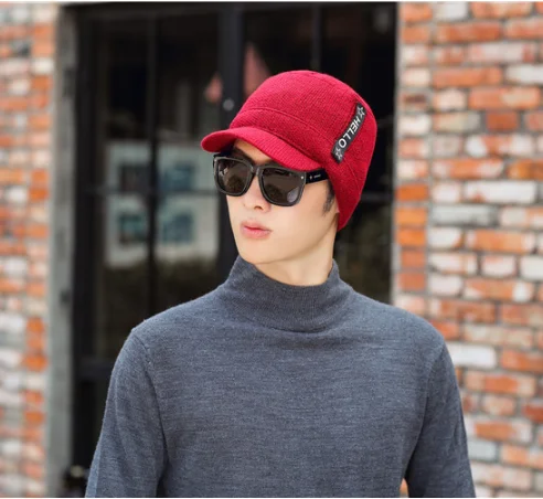Зимние шапки Skullies Beanies, зимние шапки бини для мужчин и женщин, шерстяной шарф, шапки, Балаклава, маска, шапка, вязаная шапка, новинка - Цвет: wine red Single hat