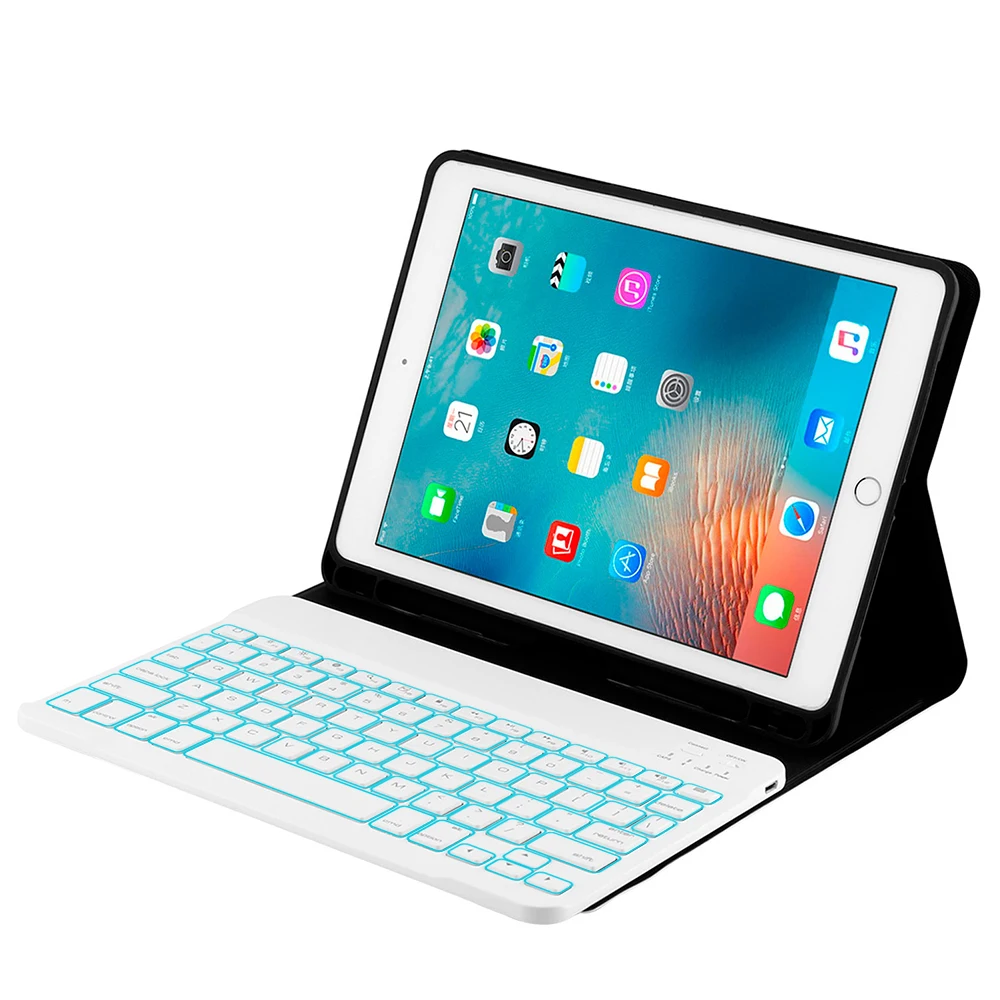 Для IPad Air 1 2 Pro 9,7 дюймов планшет bluetooth-клавиатура с подсветкой с мелким овечьим узором кожаный чехол подставка для ручки(США