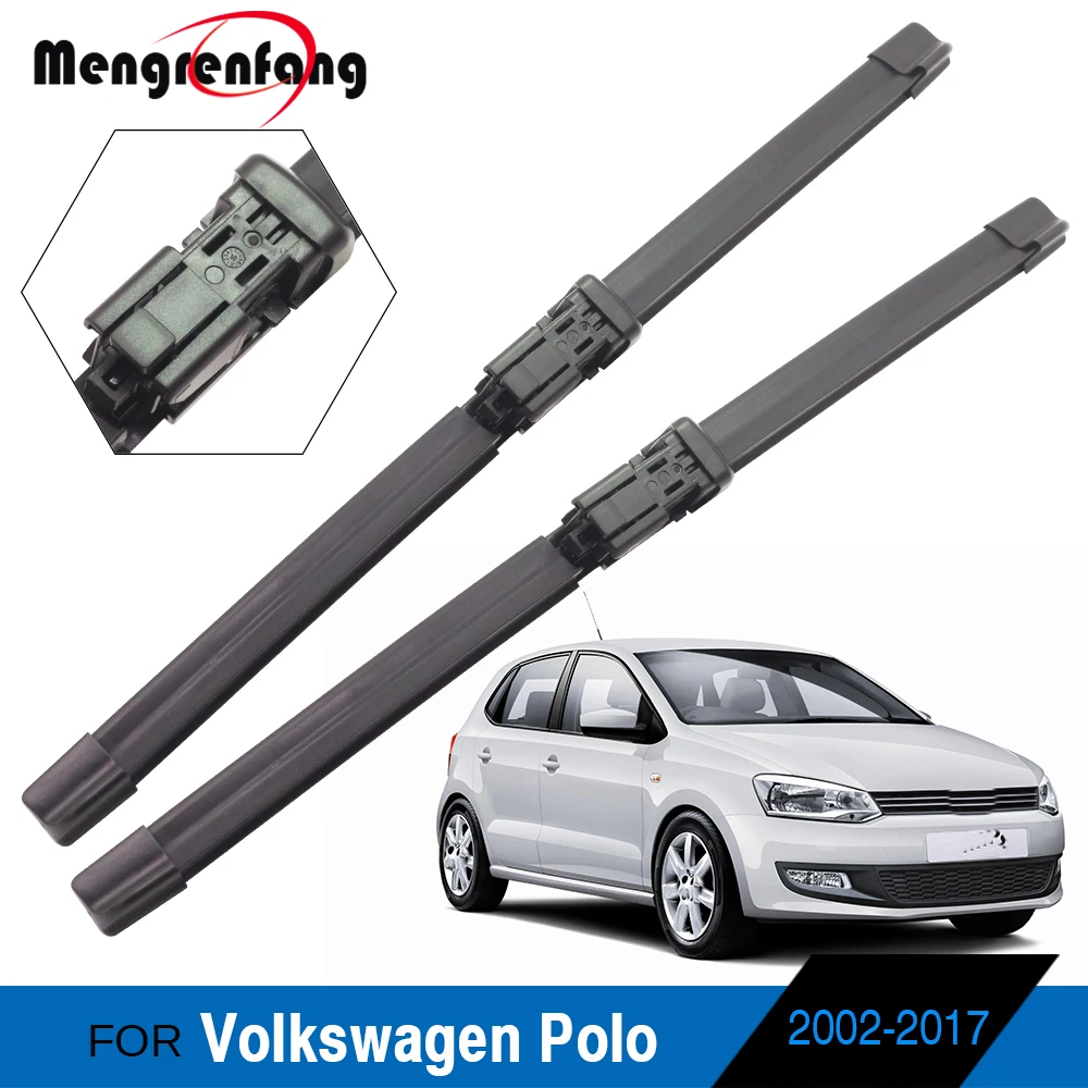 Для Volkswagen Polo 2002- щетки стеклоочистителей для автомобиля мягкие резиновые передние стеклоочиститель кнопка и штырь сбоку ручки