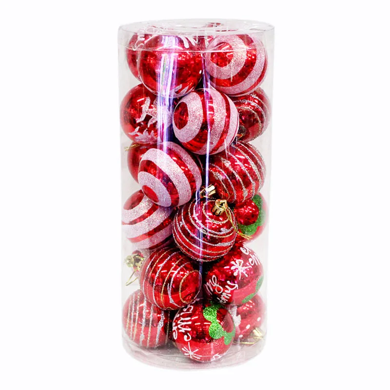 24pcs 6cm Christmas Tree Hanging Ball Bauble Xmas Party Dream Pendant Ornaments Decor for Party Home Christmas Festival Gift