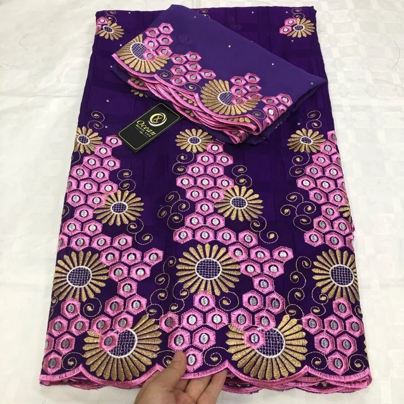 

2019 Latest 5+2 Yards African Cotton Swiss French Lace Fabric High Quality African Swiss Voile Lace In Switzerland LX081908