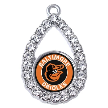

Exquisite Rhinestone Inlay Enamel Mirror Baltimore Baseball Team Label Jewelry Metal Pendant