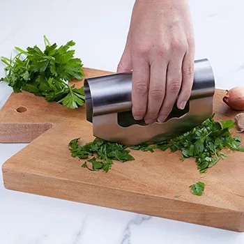 

High Quality Salad Chopper with Protective Cover Herb Cutter Double Blades Stainless Steel Salad Maker TB Sale