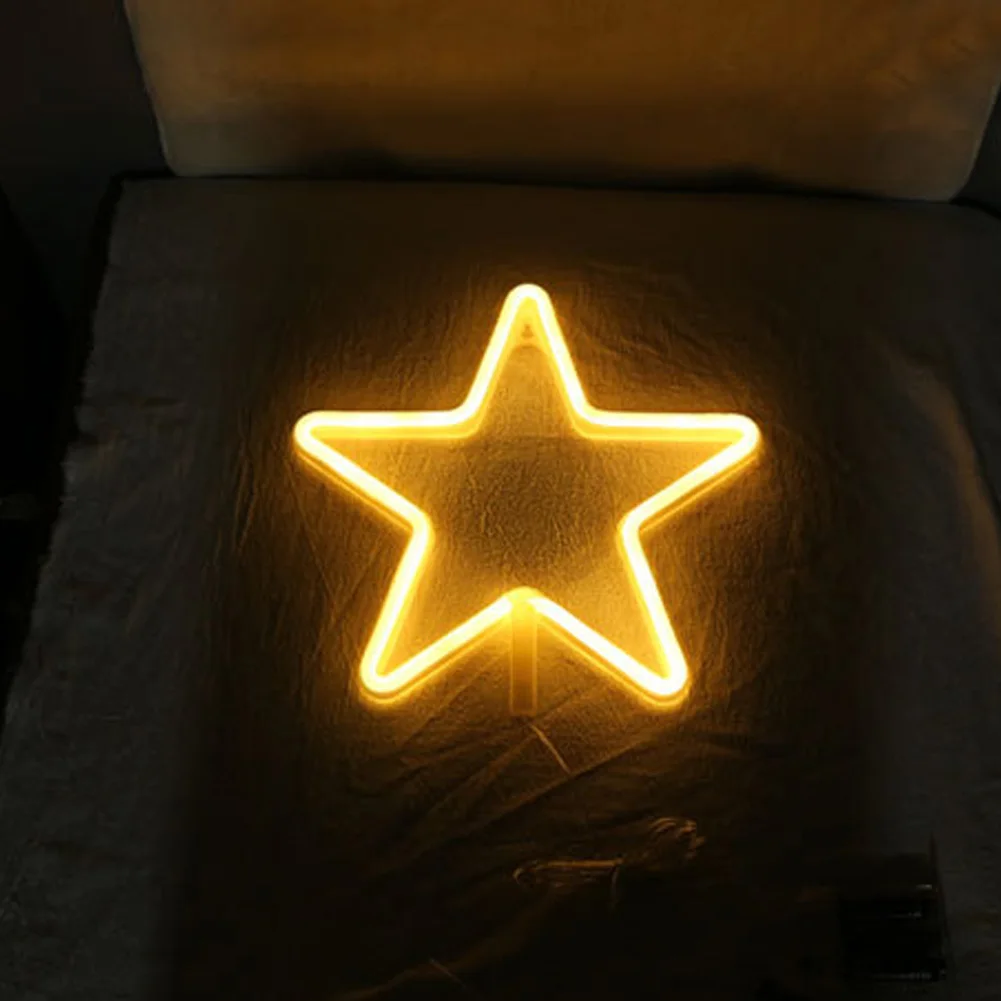 Led Neon Light Sign Holiday Xmas Party Wedding Decorations Kids Room Home Decor Pentagram Neon Lamp