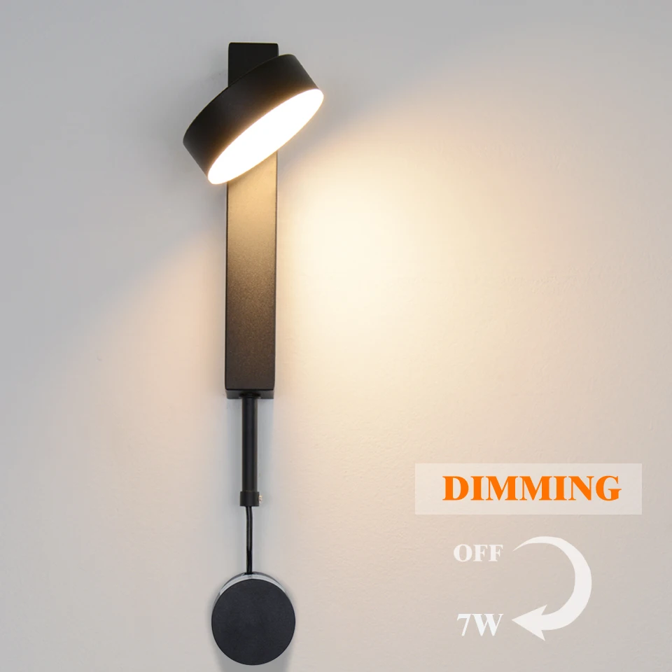  LED wall lamp with switch dimmable modern wall lamps Nordic adjustable angle bedroom bedside wall l - 33052954806