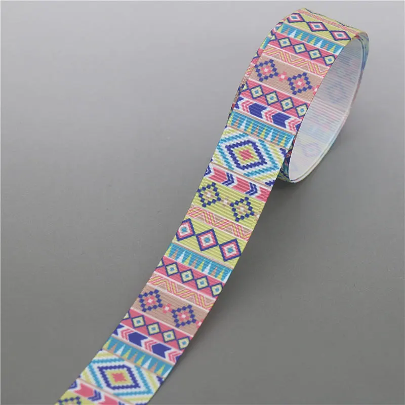 DHK 50 ярдов ацтекский, племенной напечатан Grosgrain ленты ленточный аксессуар Hairbow Головные уборы украшения «сделай сам» оптом OEM S1149