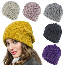 Ruoshui женские вязаные шапки зимние согревающие шапки для девушек аксессуары для волос однотонные шапочки Gorras Femme Skullies модная головная повязка