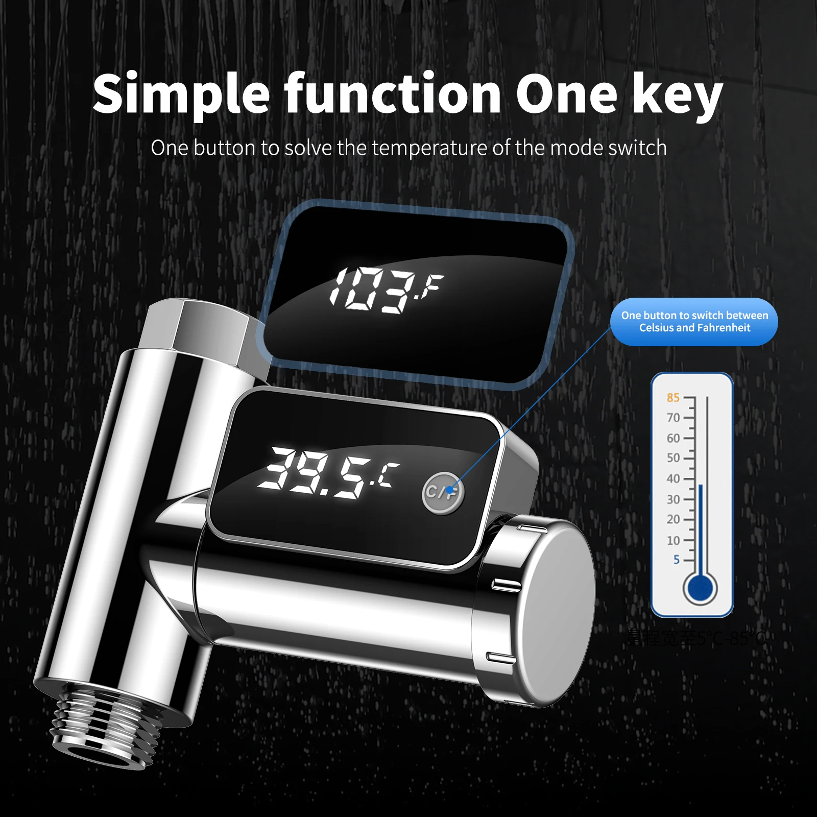 Digital Shower Water Thermometer Faucet Water Flow Power Temperature