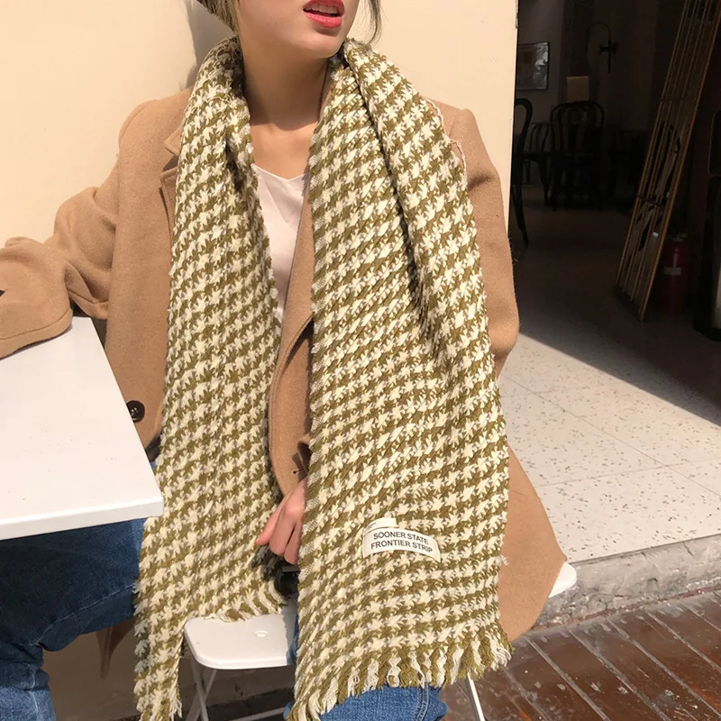

Soft Cashmere Feel Classic Houndstooth Scarf Shawl Blanket Scarves Headscarf Bandana Hijab