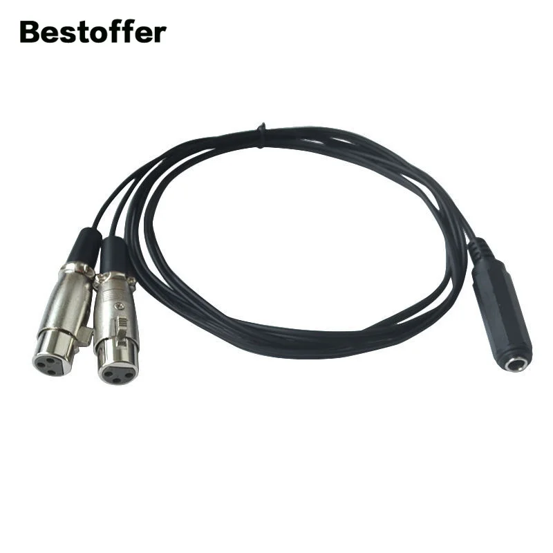 1.5M Dual 3Pin XLR Female to 1/4&quot 6.35mm Jack Plug TRS Audio Y Cable Cord | Электроника