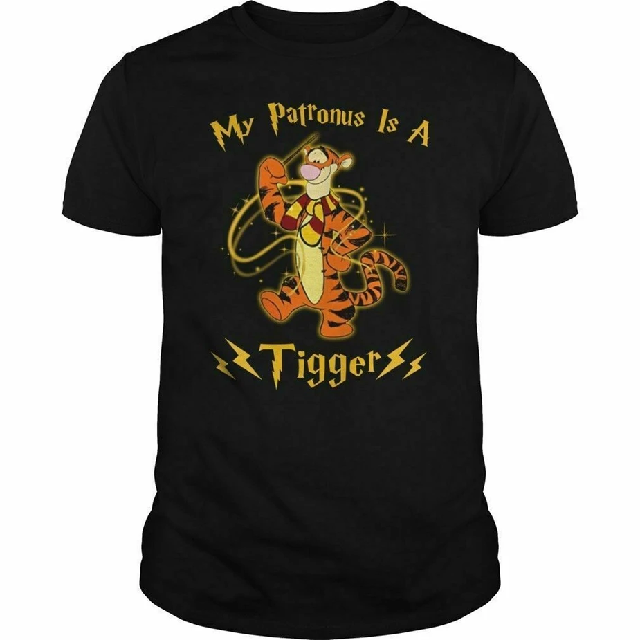 My patrous-футболка с тиггером, черная Хлопковая мужская футболка с рисунком в США