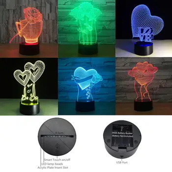 

Desk Light Table Lamp 3D Colorful Decoration Indoor Lighting Valentine Wife Gift Gifts Touch Control Night Light Adorable