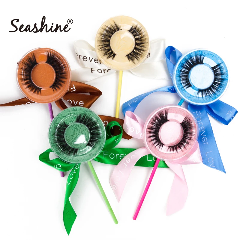 

Seashine 10Pairs pairs Lashes with lollipop case False Eyelashes Dramatic Fake Lashes Makeup Eyelash Extension Silk Eyelashe