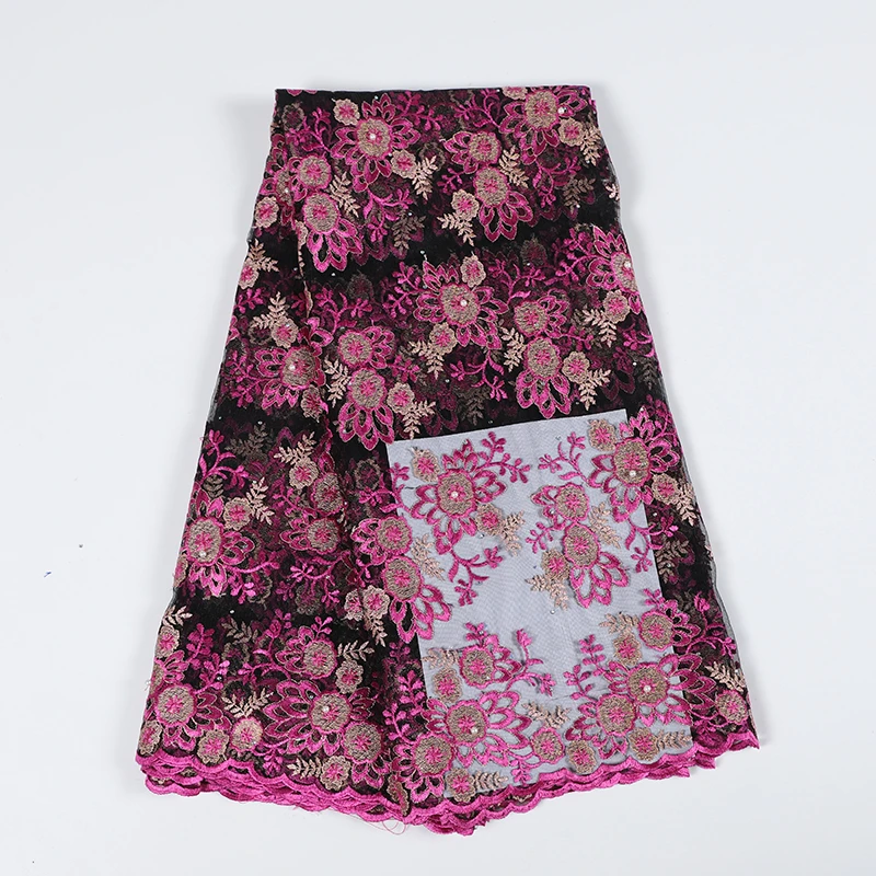 

2019 Best Selling French Nigerian Laces Fabric High Quality Floral Embroidered African Tulle Laces Fabric Beaded For Woman Dress
