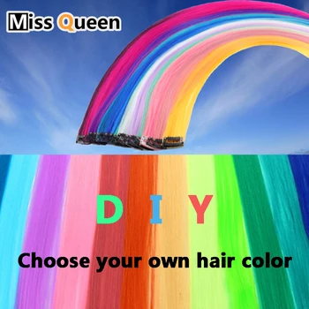 

DIY Color Matching Rainbow Highlight Ombre Synthetic wigs Single Clip In One Piece Hair Extensions Girls Twist Braid Headdress